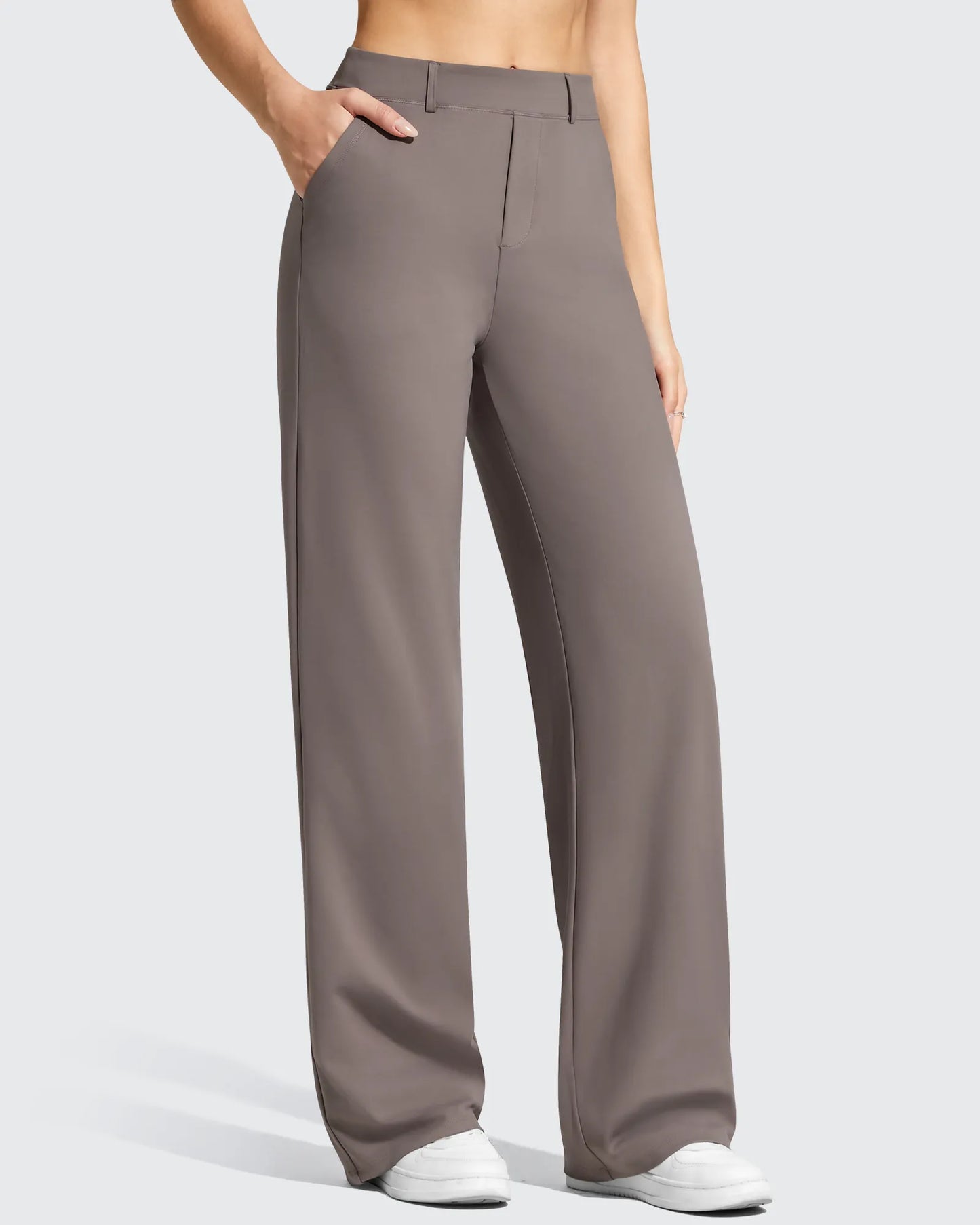 Pantalones de vestir de talle alto con trabillas y pierna ancha EverGoing