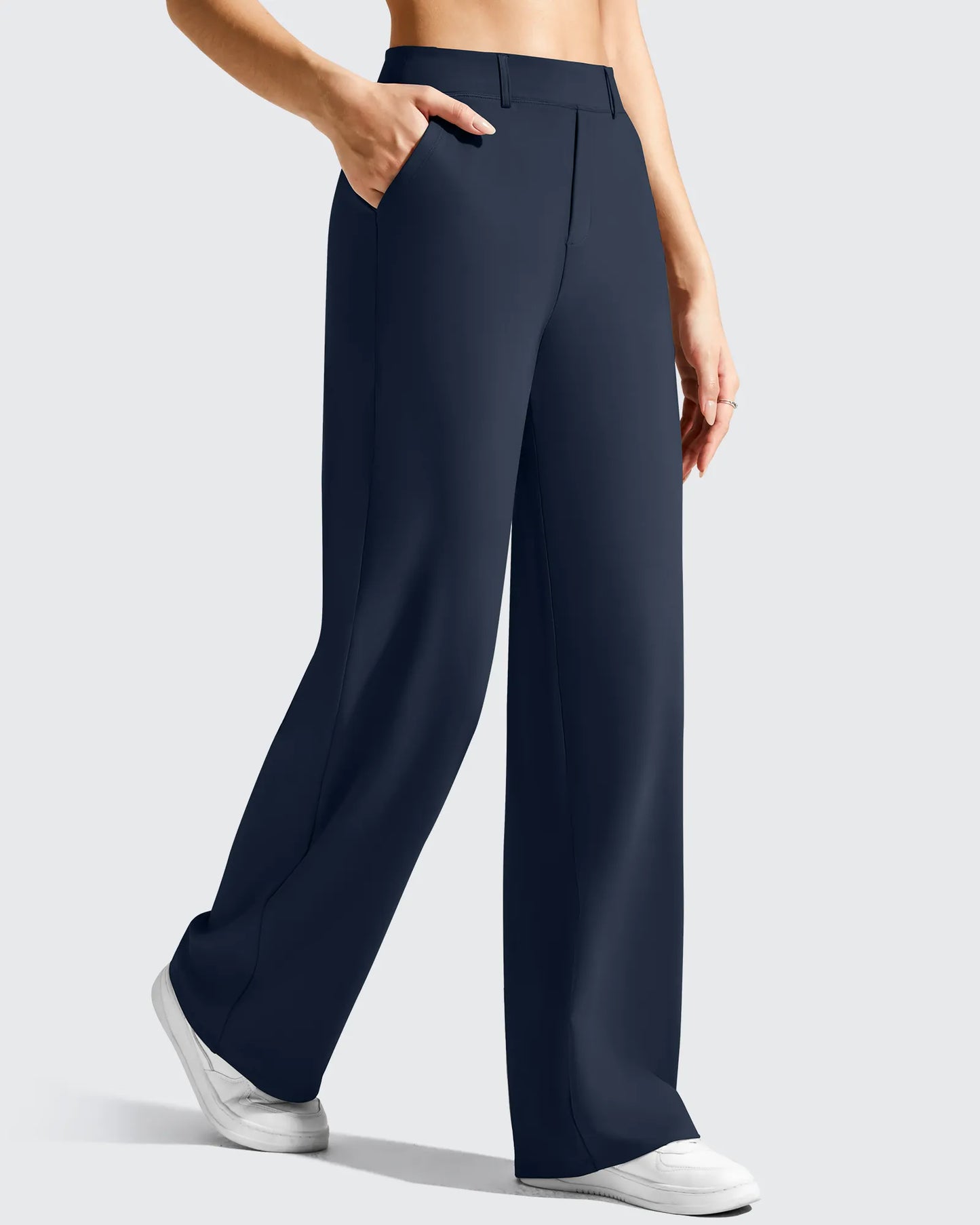Pantalones de vestir de talle alto con trabillas y pierna ancha EverGoing