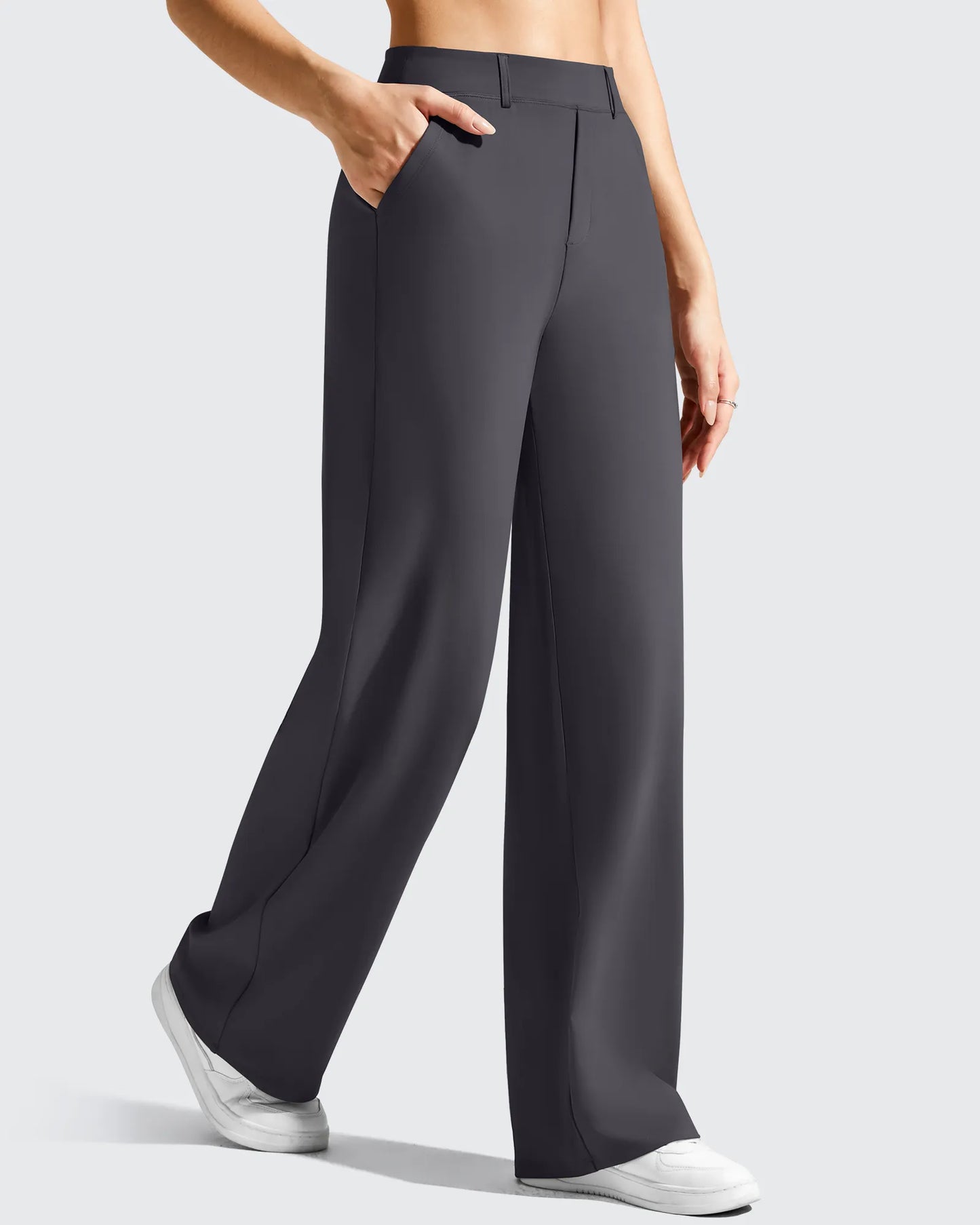 Pantalones de vestir de talle alto con trabillas y pierna ancha EverGoing