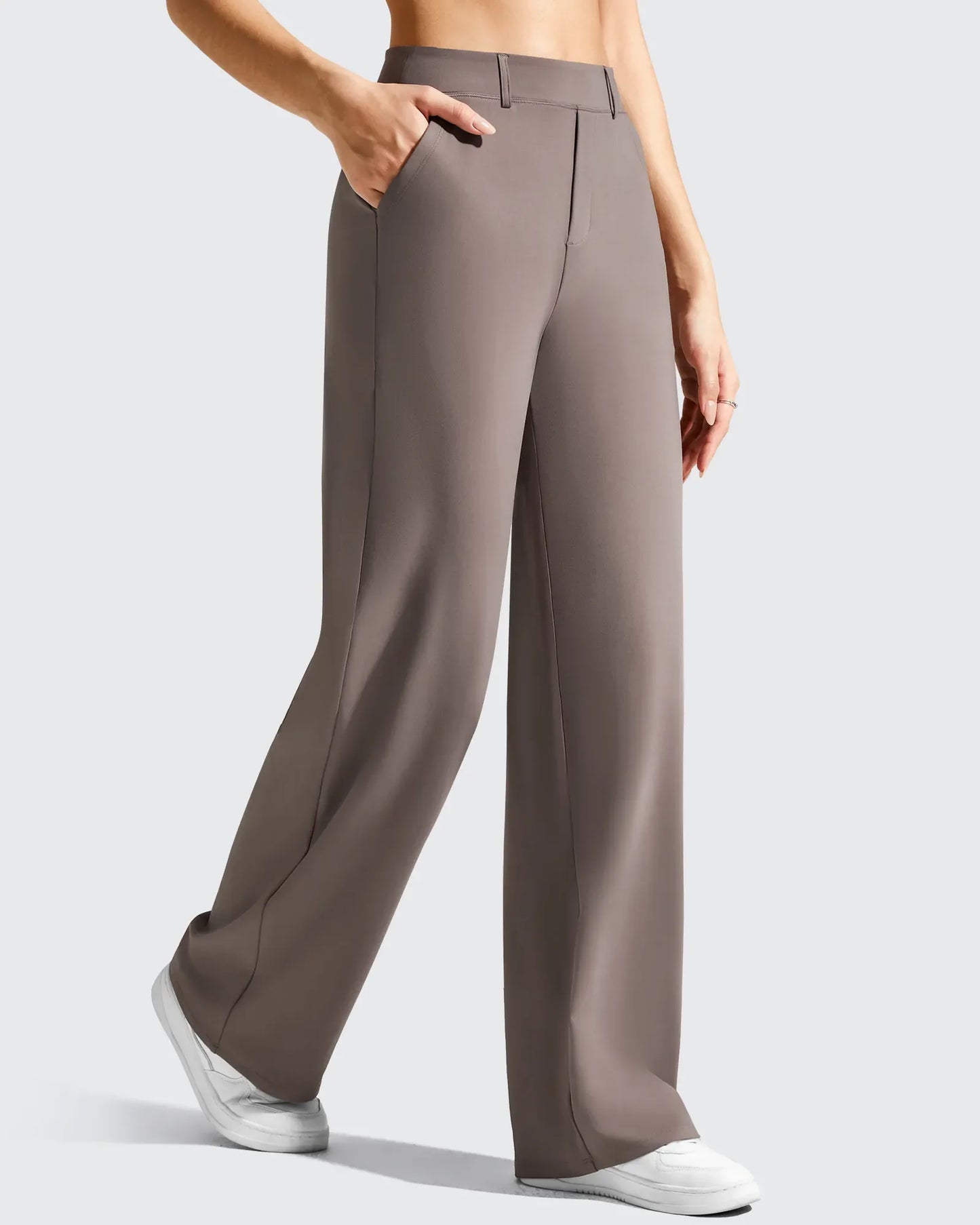 Pantalones de vestir de talle alto con trabillas y pierna ancha EverGoing
