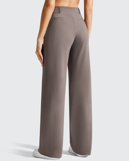 Pantalones de vestir de talle alto con trabillas y pierna ancha EverGoing