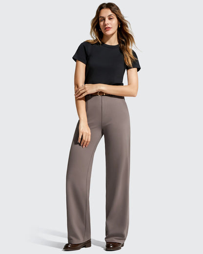 Pantalones de vestir de talle alto con trabillas y pierna ancha EverGoing