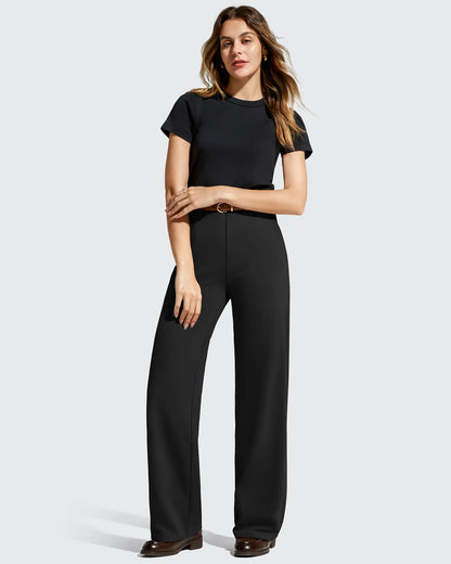 Pantalones de vestir de talle alto con trabillas y pierna ancha EverGoing