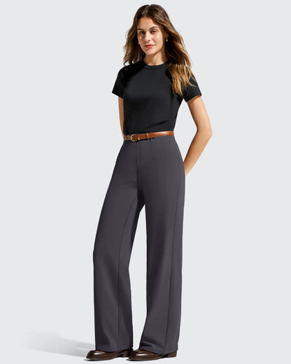 Pantalones de vestir de talle alto con trabillas y pierna ancha EverGoing