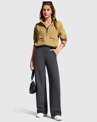 Pantalones de vestir de talle alto con trabillas y pierna ancha EverGoing