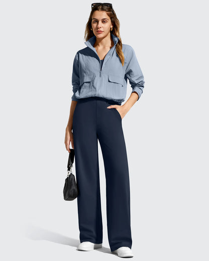 Pantalones de vestir de talle alto con trabillas y pierna ancha EverGoing