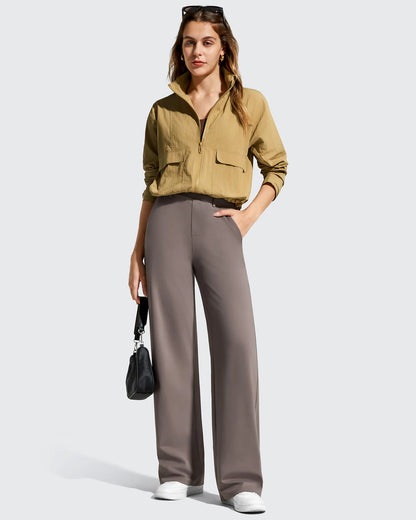 Pantalones de vestir de talle alto con trabillas y pierna ancha EverGoing