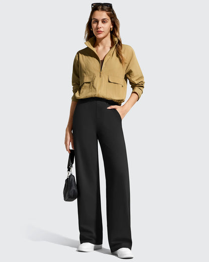 Pantalones de vestir de talle alto con trabillas y pierna ancha EverGoing
