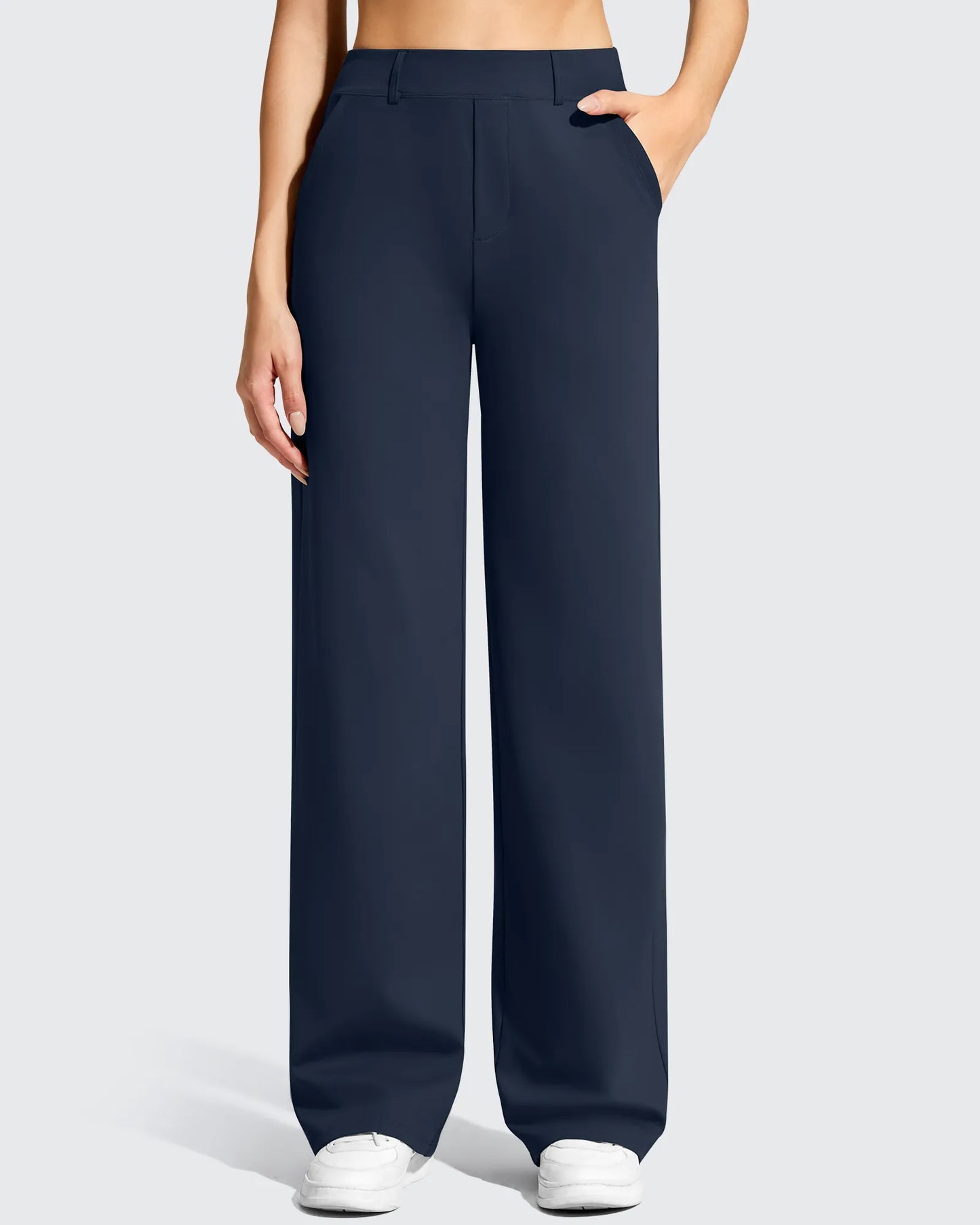 Pantalones de vestir de talle alto con trabillas y pierna ancha EverGoing