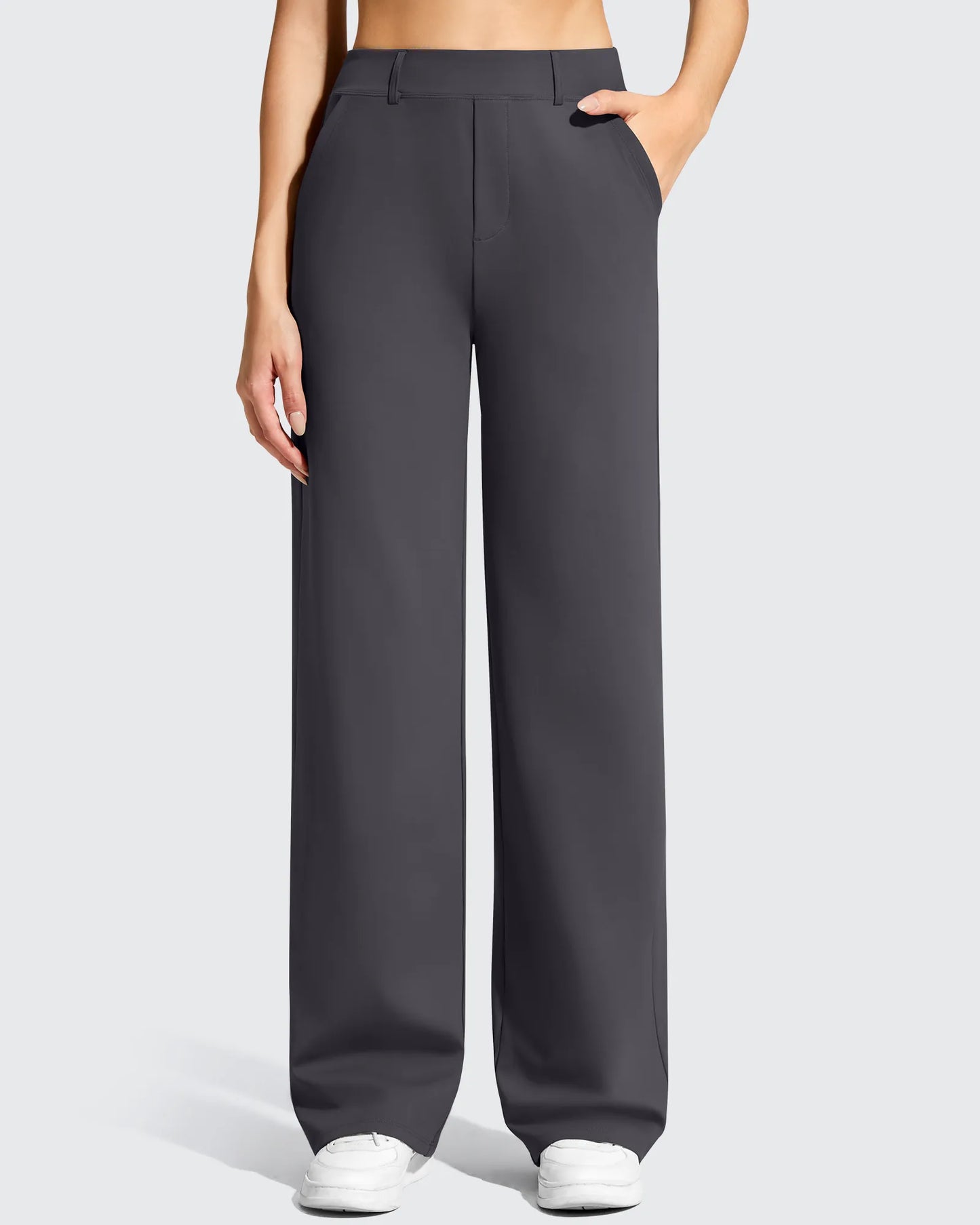 Pantalones de vestir de talle alto con trabillas y pierna ancha EverGoing