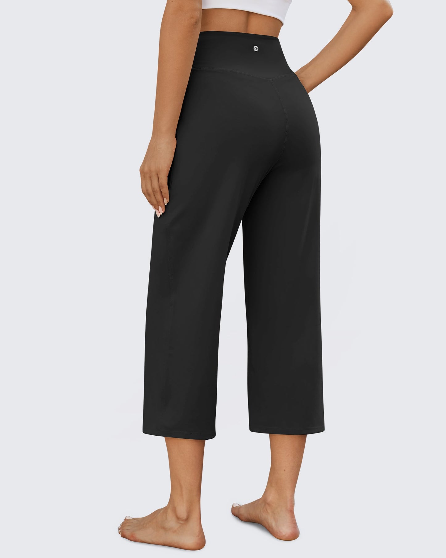 Pantalones Capris de Cintura Alta con Cordón y Pierna Ancha EverGoing