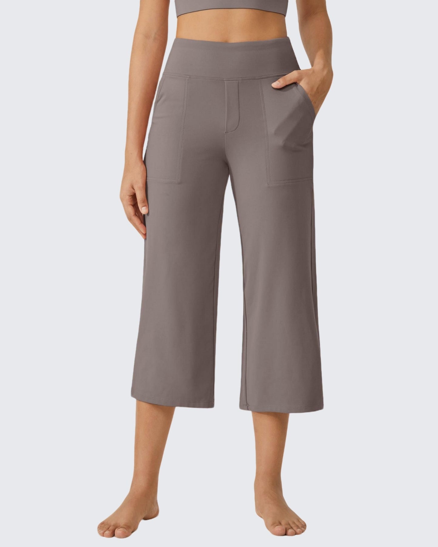 Pantalones Capri Casuales de Talle Alto con Pierna Ancha EverGoing