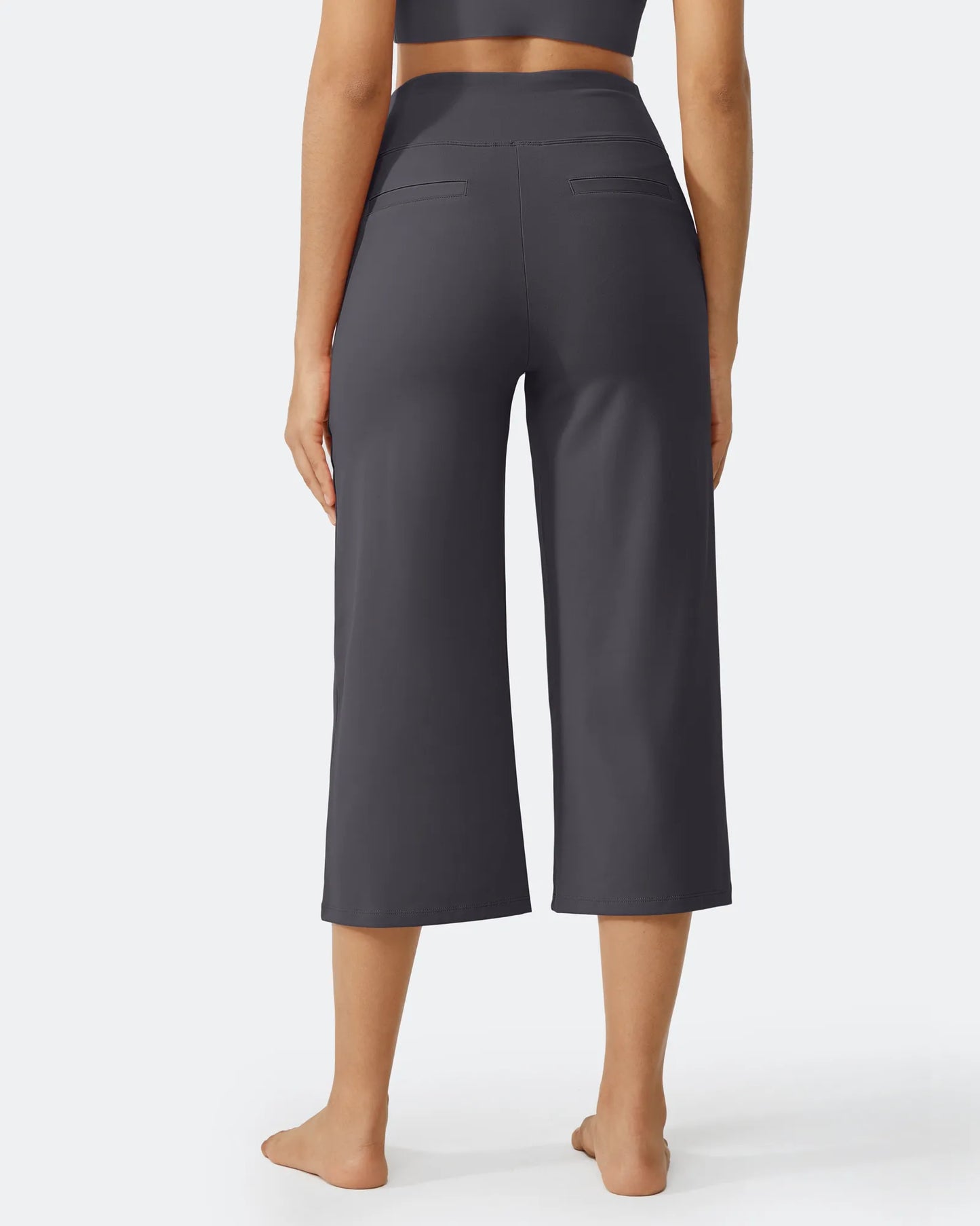 Pantalones Capri Casuales de Talle Alto con Pierna Ancha EverGoing