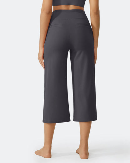 Pantalones Capri Casuales de Talle Alto con Pierna Ancha EverGoing
