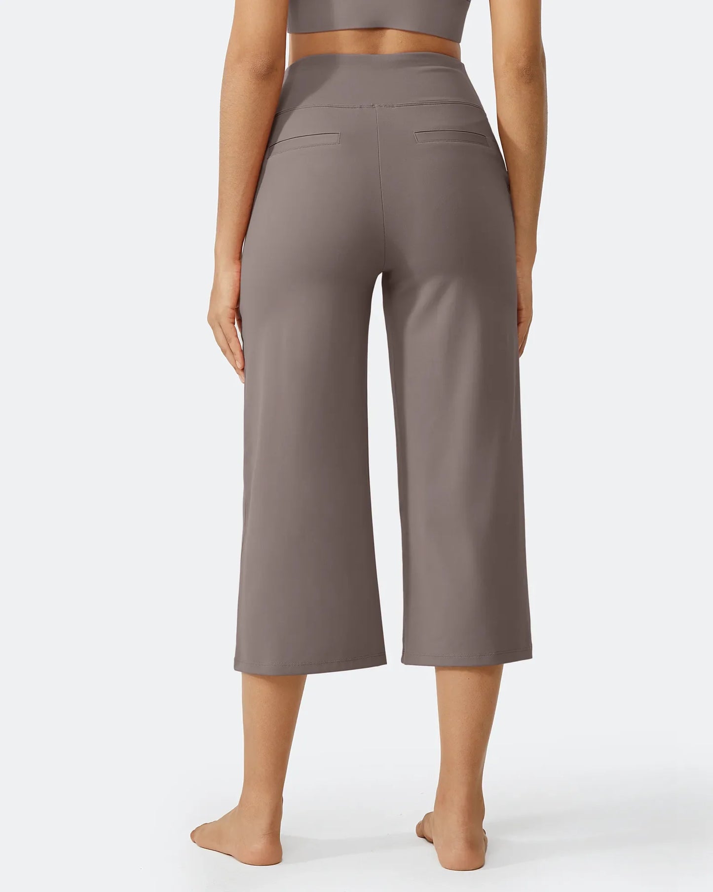 Pantalones Capri Casuales de Talle Alto con Pierna Ancha EverGoing