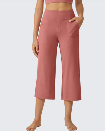 Pantalones Capri Casuales de Talle Alto con Pierna Ancha EverGoing