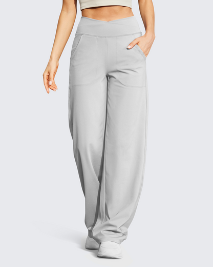 Pantalones casuales EverGoing de pierna ancha y cintura alta, talla regular