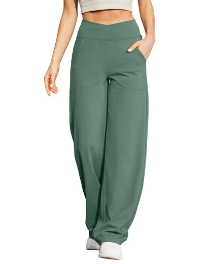 Pantalones casuales EverGoing de pierna ancha y cintura alta, talla regular