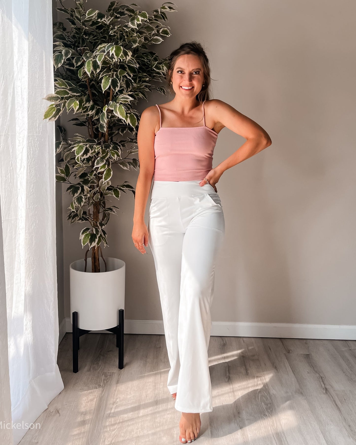 Pantalones casuales EverGoing de pierna ancha y tiro alto, talla alta
