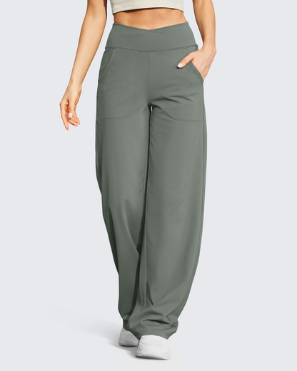 Pantalones casuales EverGoing de pierna ancha y tiro alto, talla alta