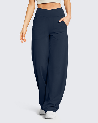 Pantalones casuales EverGoing de pierna ancha y tiro alto, talla alta