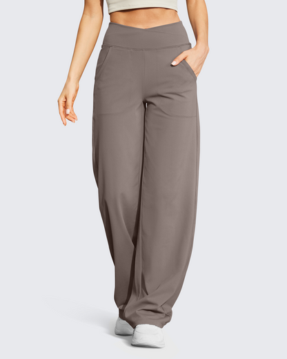 Pantalones casuales EverGoing de pierna ancha y tiro alto, talla alta