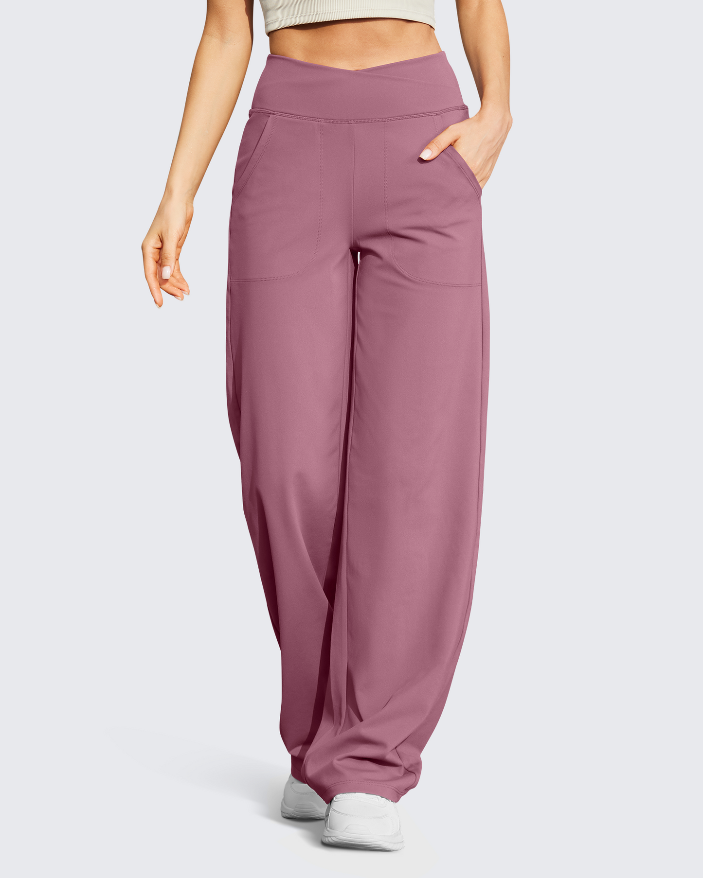 Pantalones casuales EverGoing de pierna ancha y tiro alto, talla alta