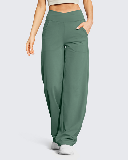 Pantalones casuales EverGoing de pierna ancha y tiro alto, talla alta