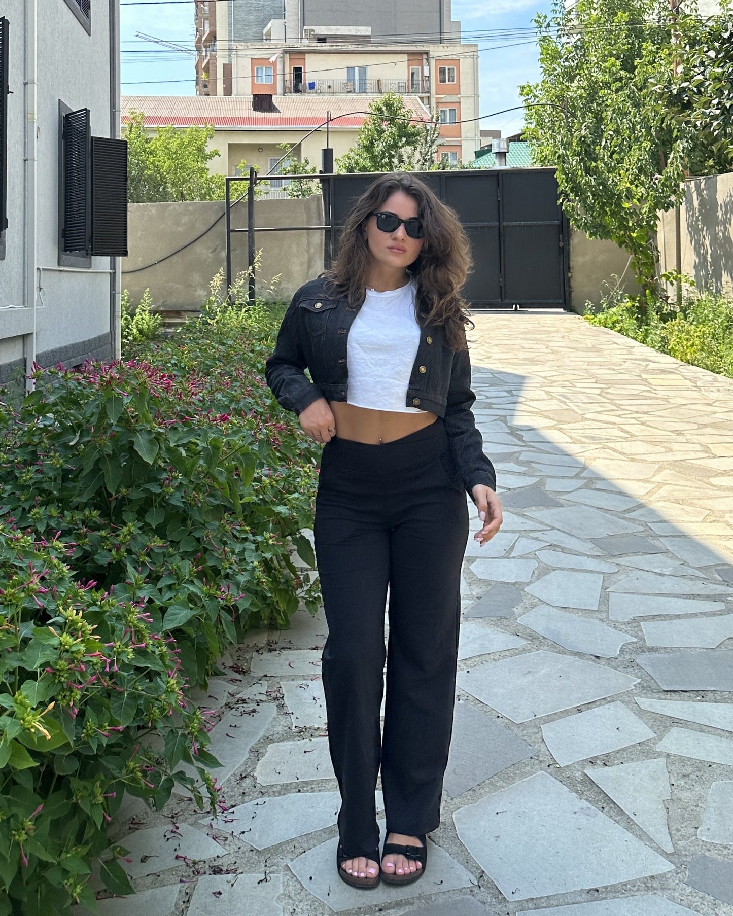 Pantalones casuales EverGoing de pierna ancha y tiro alto, talla alta