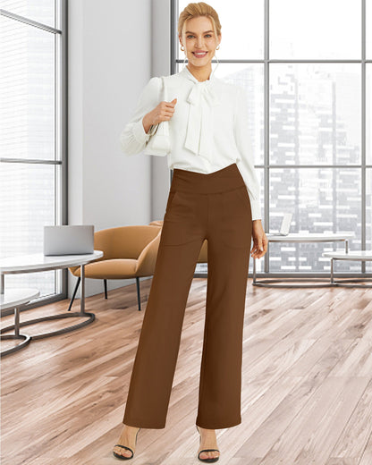 Pantalones casuales EverGoing de pierna ancha y cintura alta, talla regular