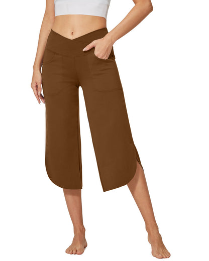 Pantalones capri EverGoing de pierna ancha, talle alto y cruce 21