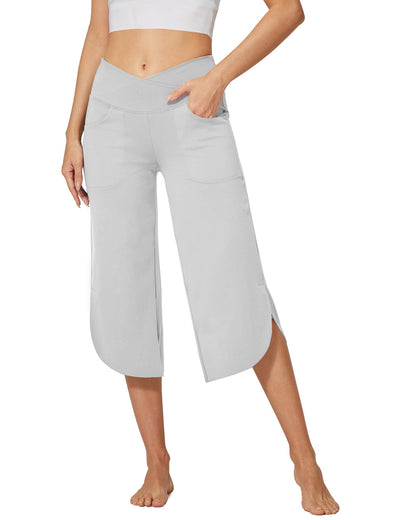 Pantalones capri EverGoing de pierna ancha, talle alto y cruce 21