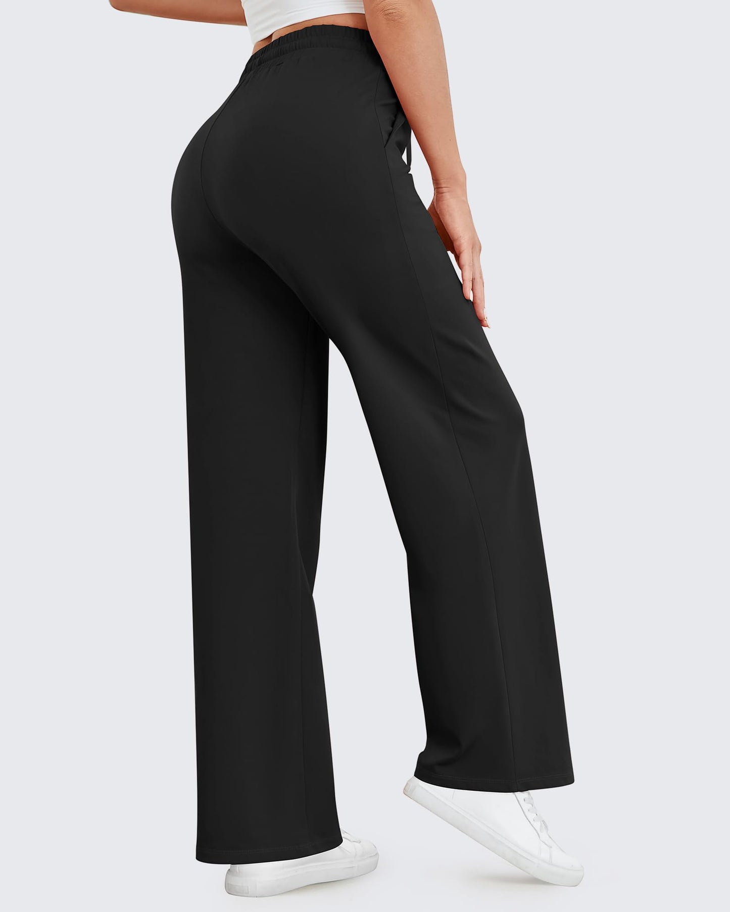 Pantalones casuales de pierna ancha EverGoing con cordón en la cintura