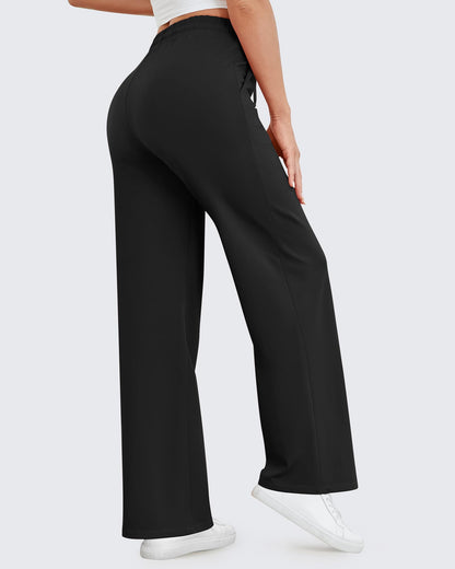 Pantalones casuales de pierna ancha EverGoing con cordón en la cintura