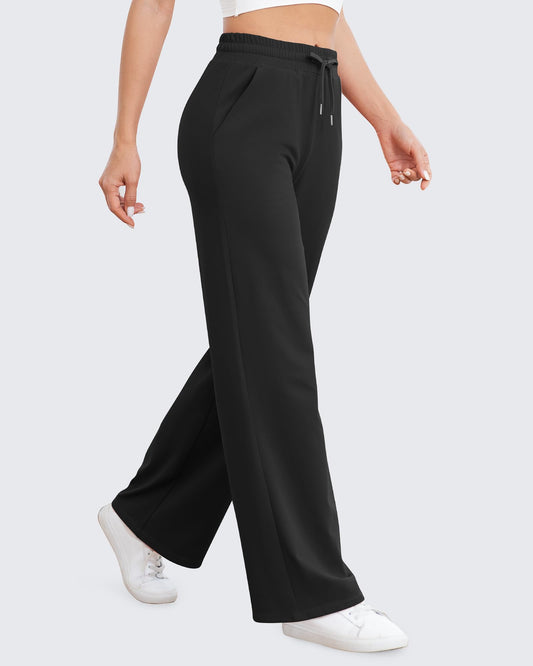 Pantalones casuales de pierna ancha EverGoing con cordón en la cintura