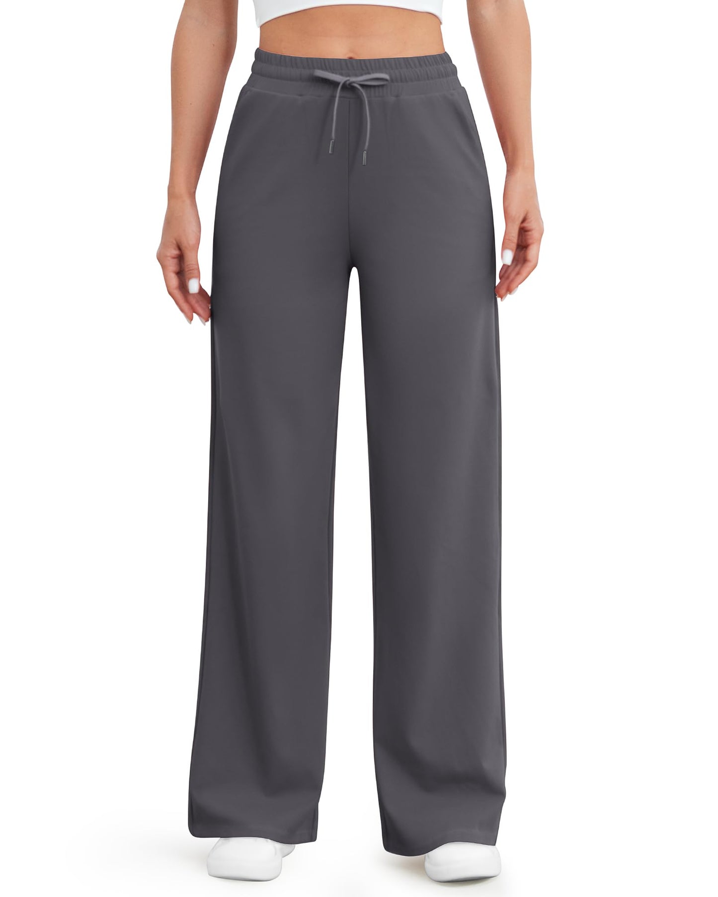 Pantalones casuales de pierna ancha EverGoing con cordón en la cintura