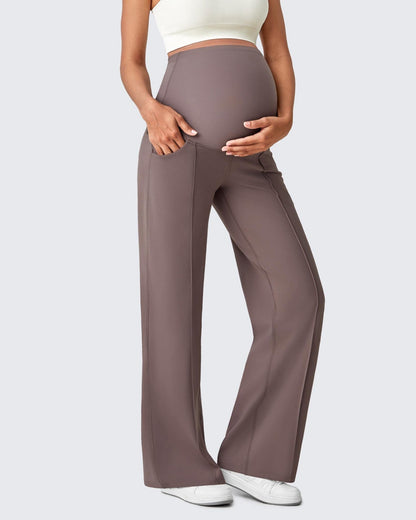 Pantalones Premamá de Pierna Ancha con Pliegues Delanteros y Bolsillos EverGoing