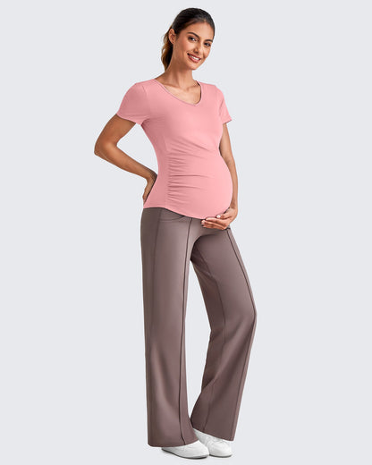 Pantalones Premamá de Pierna Ancha con Pliegues Delanteros y Bolsillos EverGoing