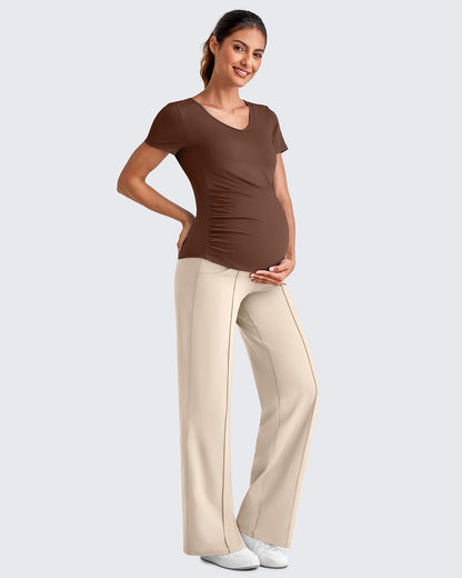 Pantalones Premamá de Pierna Ancha con Pliegues Delanteros y Bolsillos EverGoing