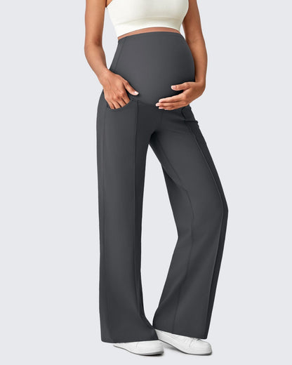 Pantalones Premamá de Pierna Ancha con Pliegues Delanteros y Bolsillos EverGoing