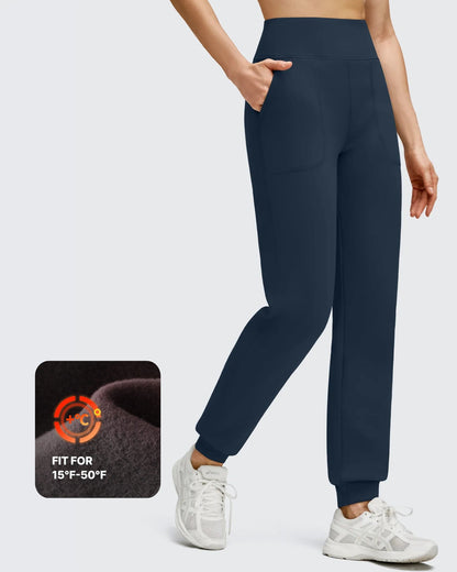 Pantalones deportivos de jogger con forro polar, puños elásticos y bolsillos