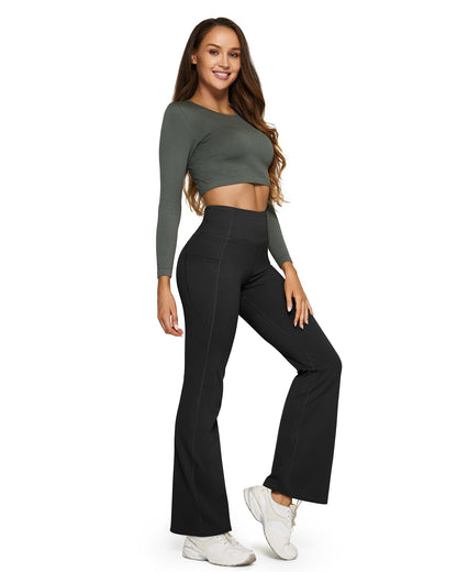Pantalones Casuales Acampanados de Talle Alto con Forro Polar