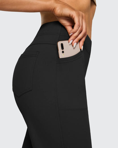 Pantalones de trabajo acampanados de tiro alto con forro polar
