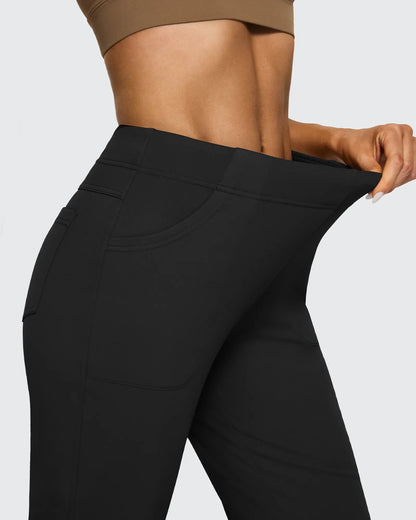 Pantalones de trabajo acampanados de tiro alto con forro polar