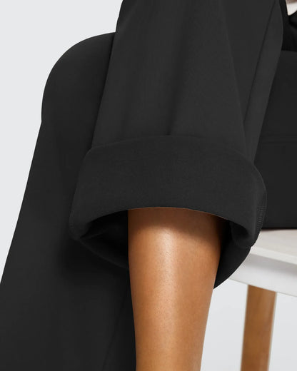 Pantalones de trabajo acampanados de tiro alto con forro polar