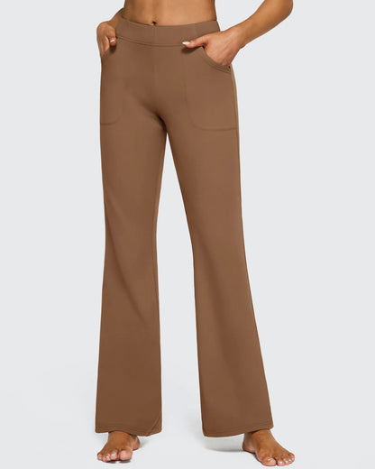 Pantalones de trabajo acampanados de tiro alto con forro polar