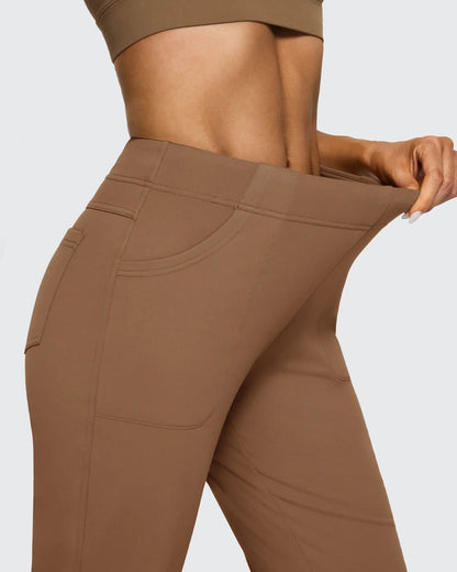 Pantalones de trabajo acampanados de tiro alto con forro polar