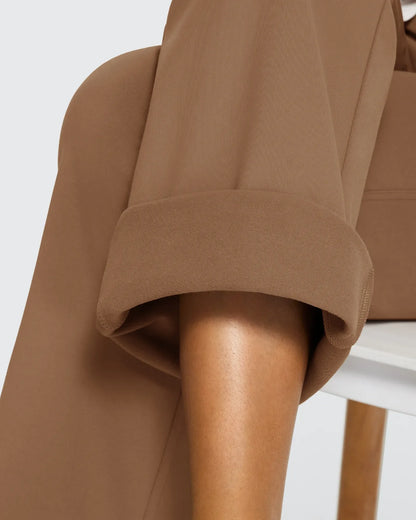 Pantalones de trabajo acampanados de tiro alto con forro polar