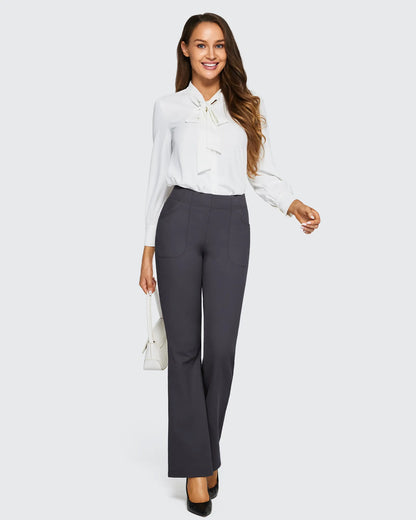 Pantalones de trabajo acampanados de tiro alto con forro polar