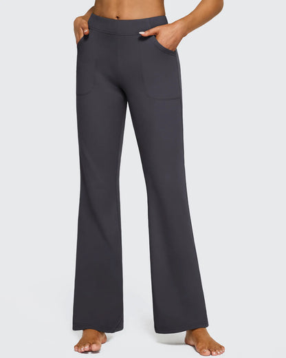 Pantalones de trabajo acampanados de tiro alto con forro polar